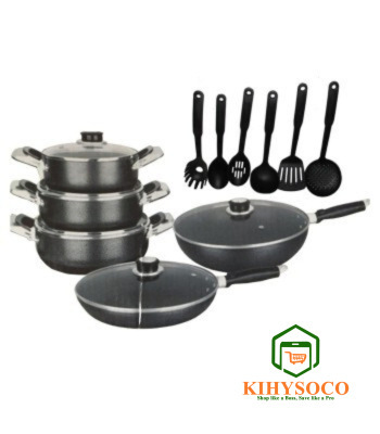 Kihysoco: The Best Shop for the 16-Piece Granite Coated Non-Stick Cookware Set - Black in Nairobi, Kenya