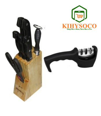 Kihysoco: The Best Shop Seller for 7 Piece Kitchen Knife Set, Wooden Knife Storage Block Plus 3 Stage Knife Sharpener Set in Nairobi, Kenya