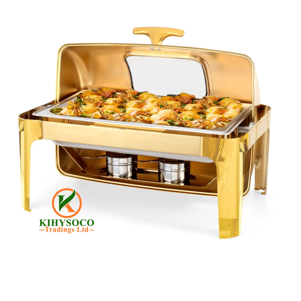 Gold Rolltop Chafing Dish with Glass Window 9L