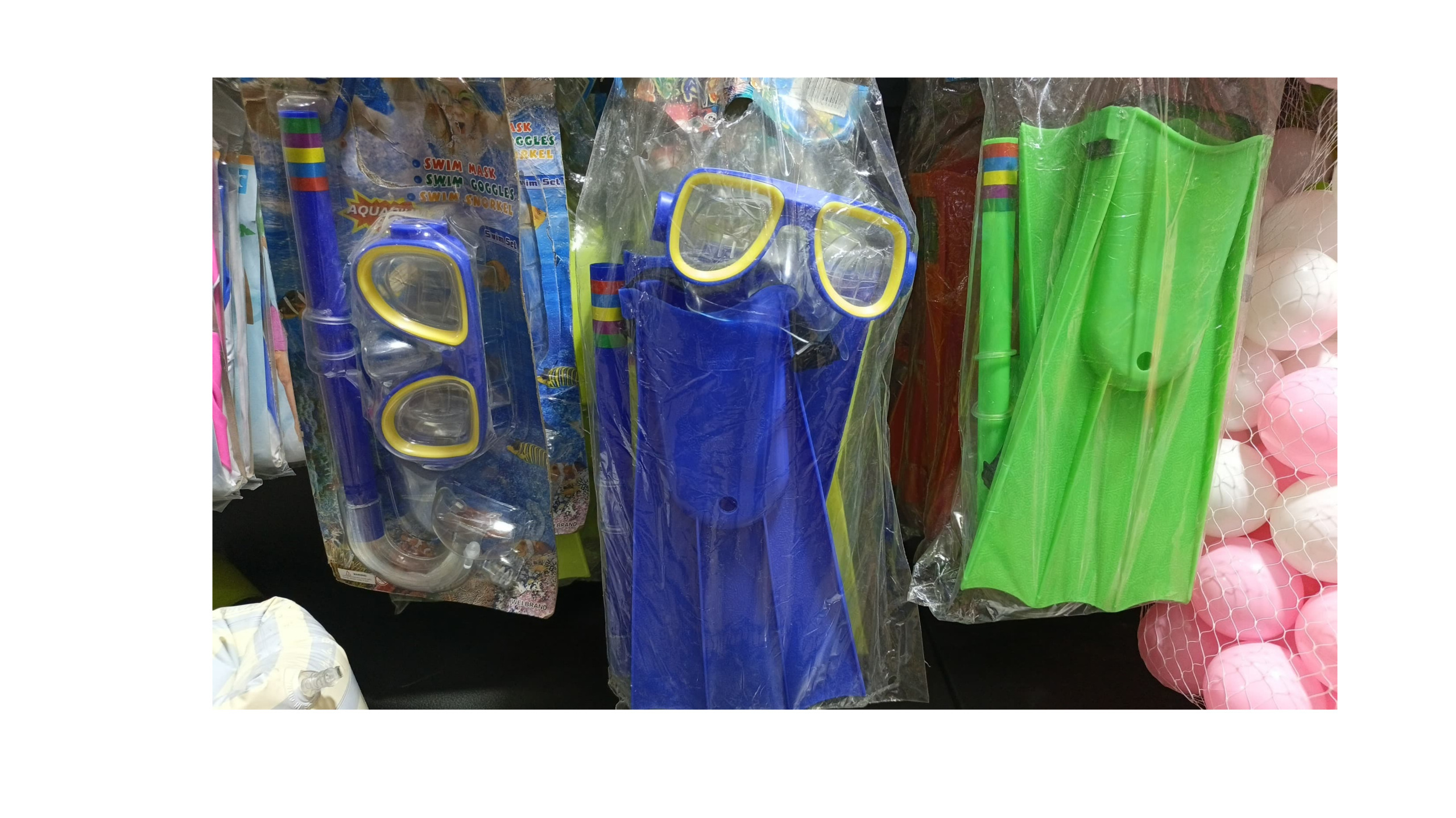 Plastic Fins and Diving Goggles