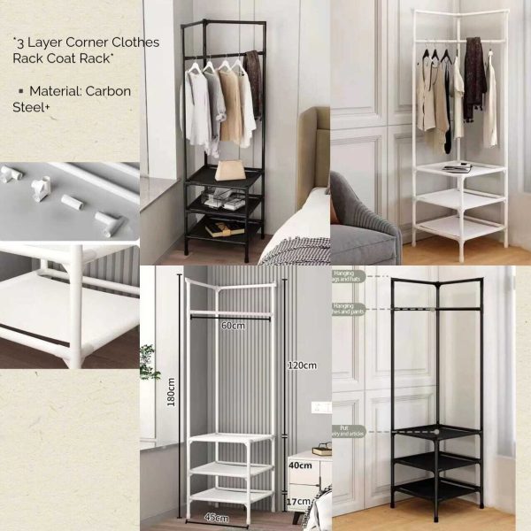 3 Layer Corner Clothes Rack/Coat Rack