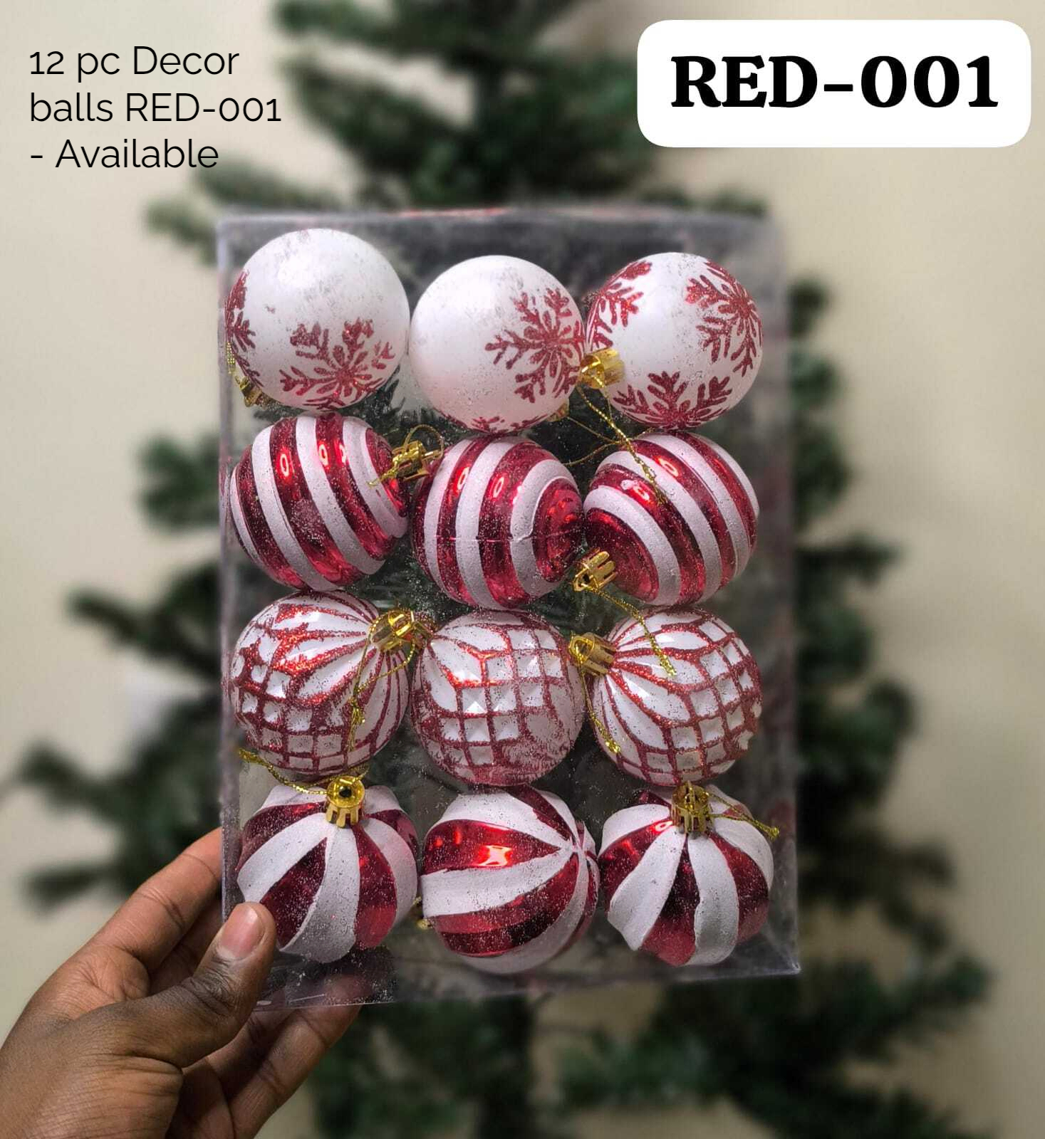 12 Piece Decor Balls RED-001