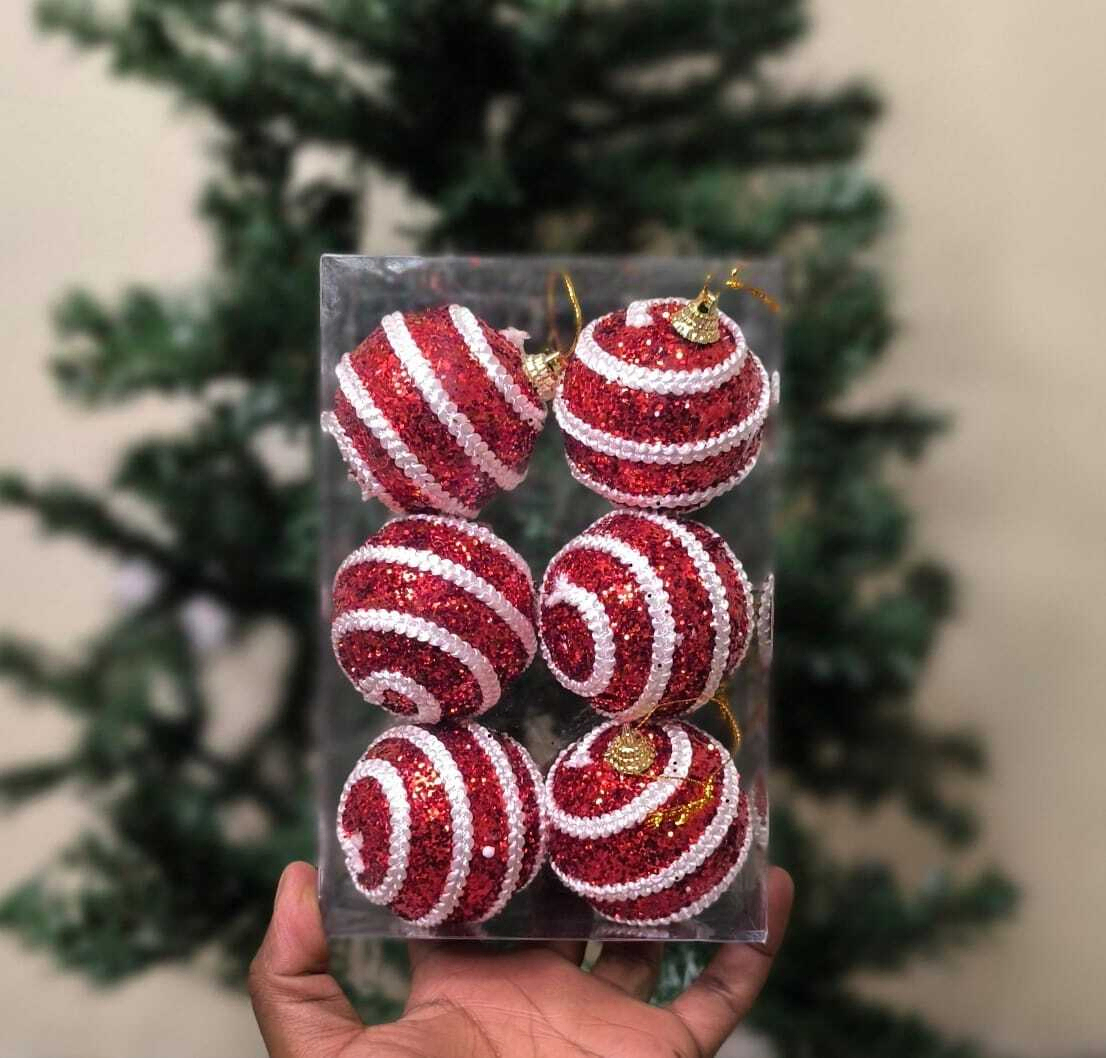 Red/White Striped Decor Balls