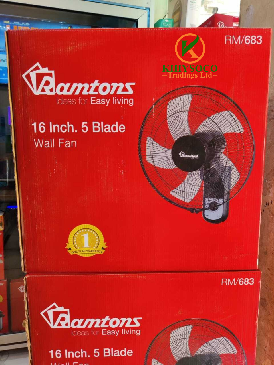 16" Ramtons Wall Fan, 5 Blades RM683