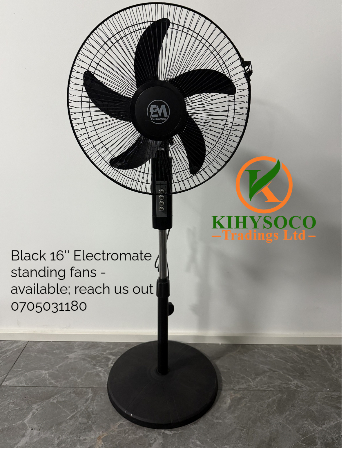 Black 16-Inch Electromate Standing Fans