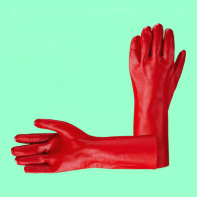 Red Pvc Gloves With Polyester Lining