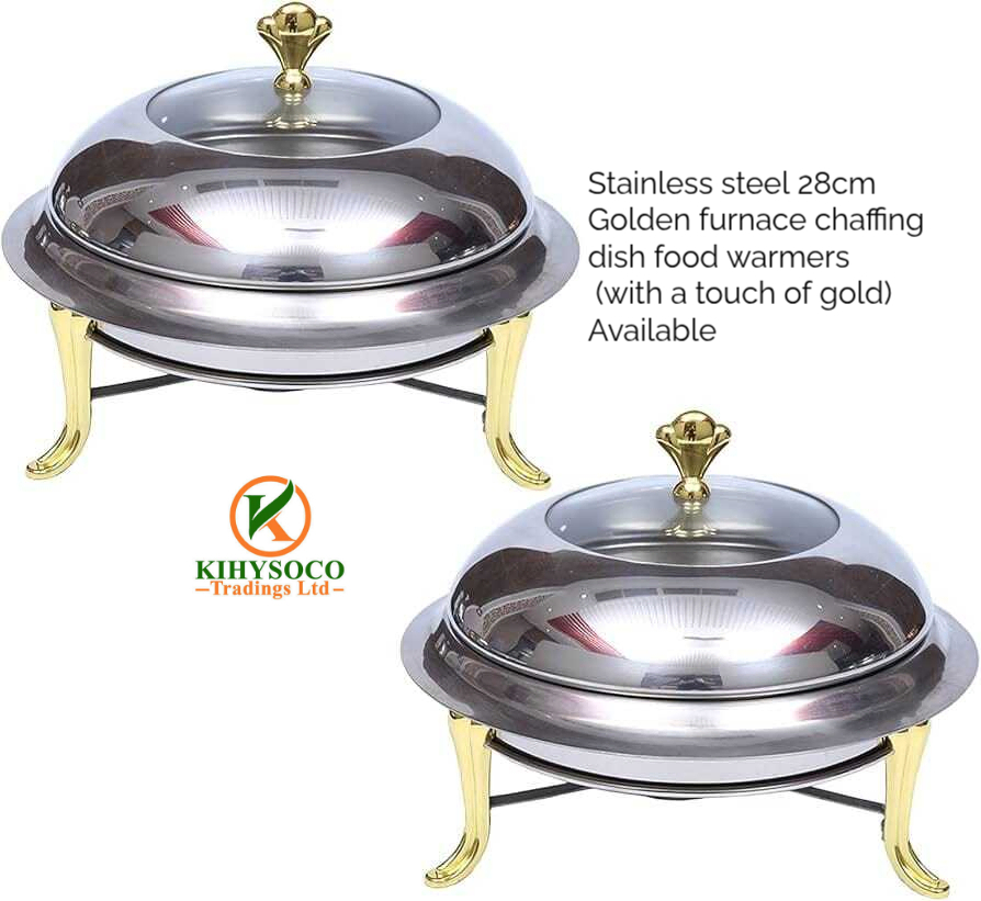 Gold-Trim Stainless Steel Chafing Dishes