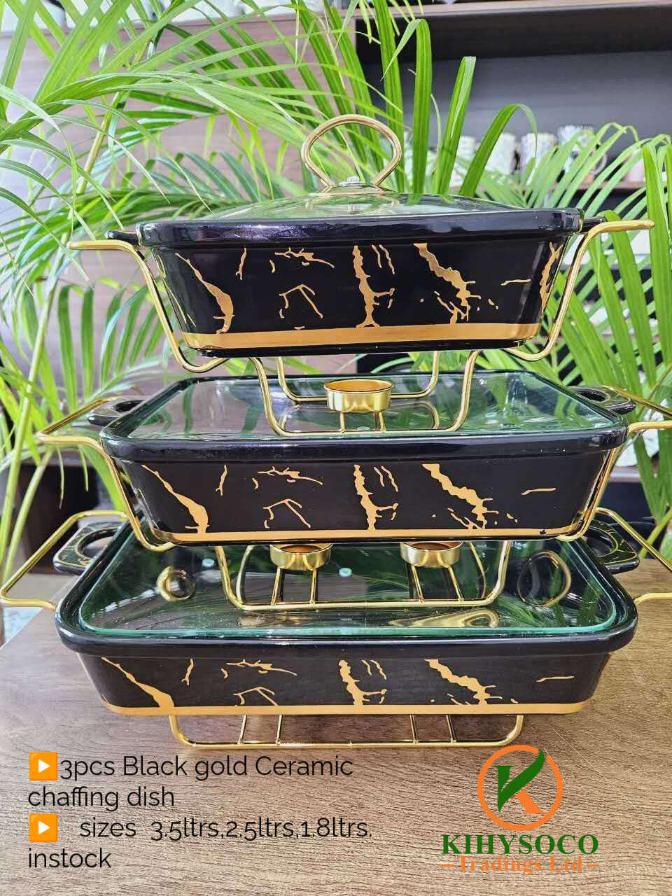 Black & Gold Ceramic Chafing Dishes