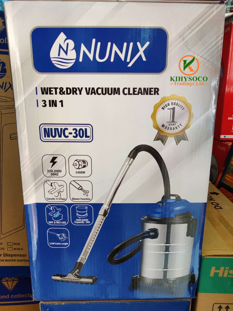 30 litre Nunix wet and dry vacuum cleaner